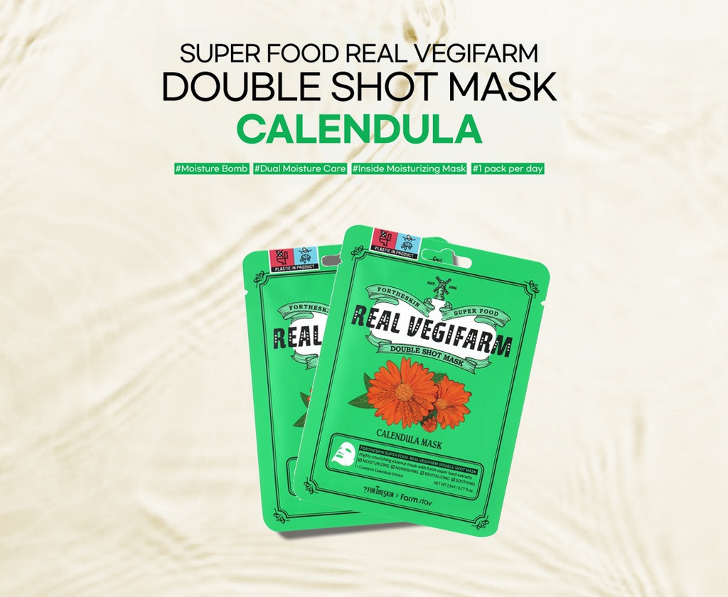 SUPER FOOD REAL VEGIFARM DOUBLE SHOT MASK-CALENDULA