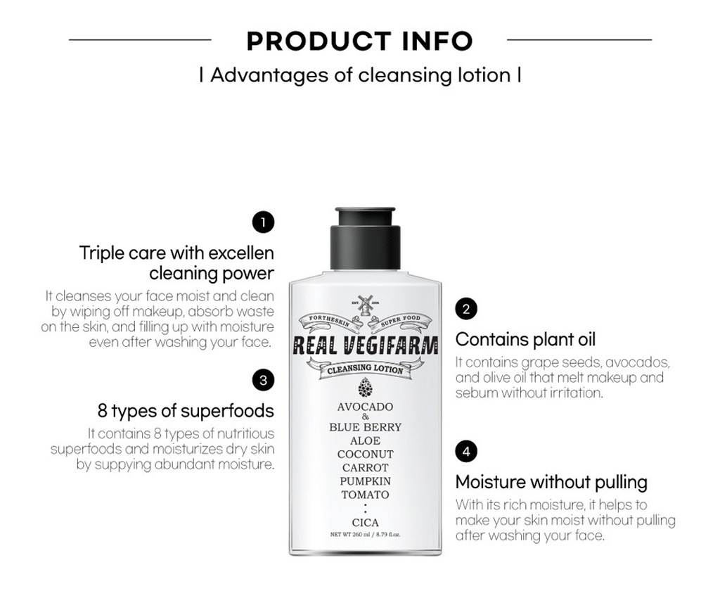 REAL VEGIFARM CLEANSING LOTION \n 260ml