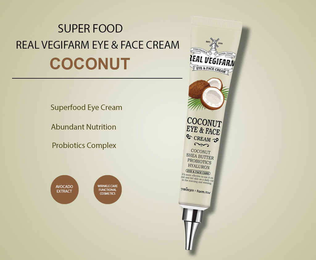 SUPER FOOD REAL VEGIFARM EYE &amp; FACE CREAM - COCONUT 45ml