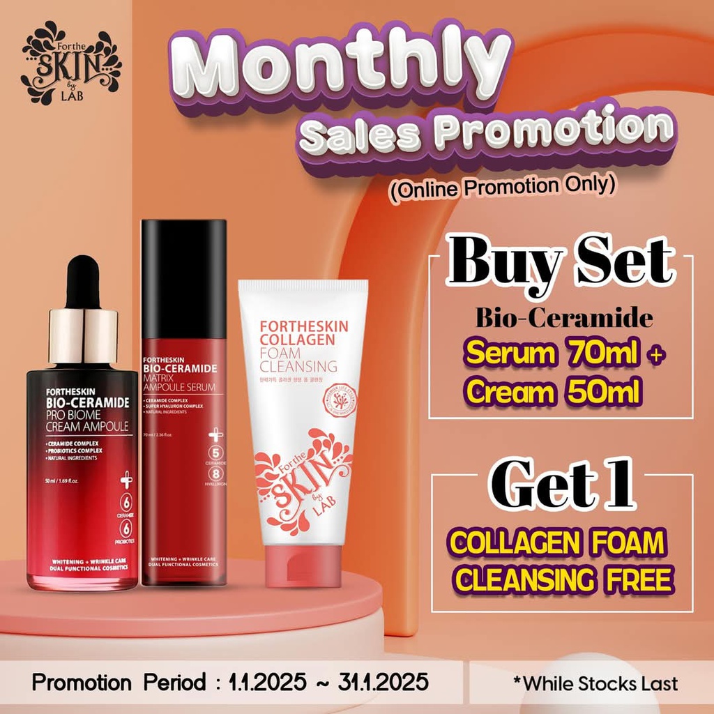 BIO-CERAMIDE  SERUM 70ml +BIO-CERAMIDE  AMPOULE 50ml Get 2 Collagen Foam Free